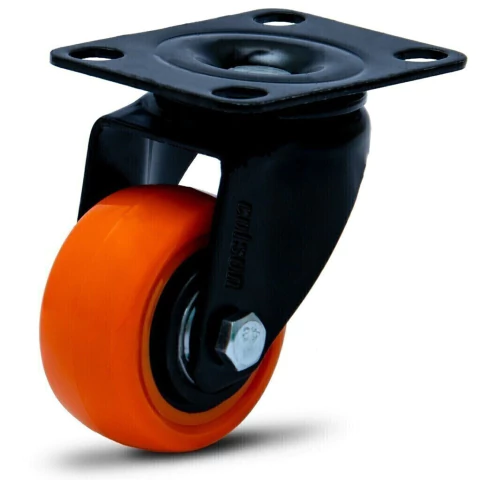 Rodízio Placa Linha 1.5/8" Black Amarelo 41mm Anti Risco Móveis 30kg - Colson - 6233