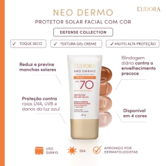 Protetor Solar Facial com Cor Eudora Neo Dermo FPS 70 COR 2 40ml - Mariana Silva Cosméticos