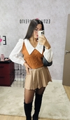 CAMISA COLETE COM MANGA BUFANTE LIDIA MARROM