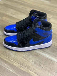 nike air jordan cano alto preto c azul escuro