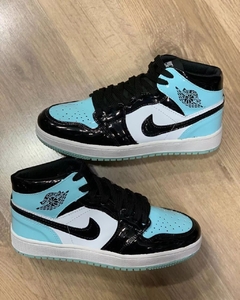 nike air jordan cano alto branco c azul claro