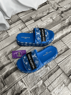 CHINELO SLIDE PLATAFORMA LV AZUL - comprar online