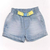 Short Jeans Com Cinto- Azul Claro & Amarelo Claro