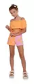 Conjunto Bordado com Laranja e Rosa