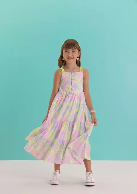 Vestido Estampado Com Alça Em Cordão