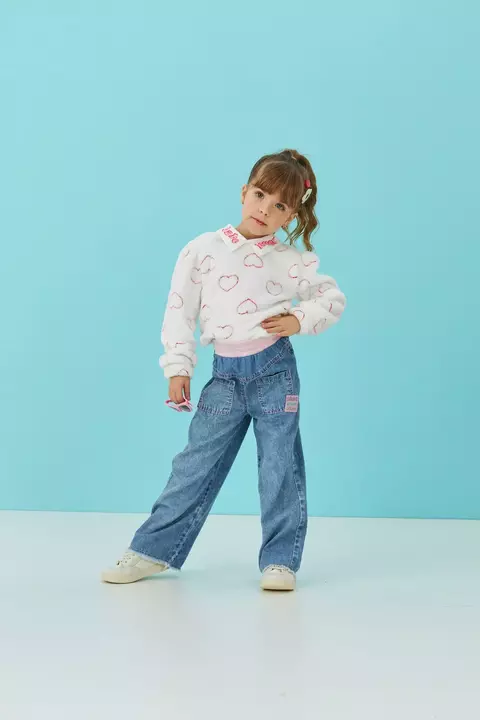 Blusa De Pelo E Estampa De Coração Com Gola