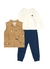Conjunto com Body, Calça Cargo e Colete Ursinhos