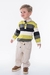 Conjunto De Polo Listrada & Calça Reta- Verde Limão & Off White- Oliver - koalak.kids