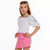 Conjunto De Blusa & Short Saia- Branco & Rosa