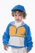 Conjunto De Casaco Com Recortes & Calça Jogger- Azul & Off White- Oliver - koalak.kids