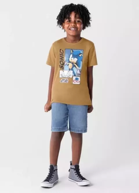 Camiseta Sonic infantil unissex