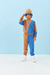 Conjunto de Moletom Marrom com Azul na internet