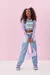 Top Jeans Com Carimbo E Alças De Elástico
