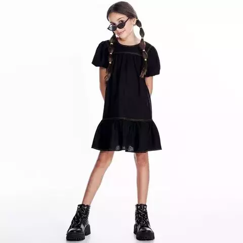Vestido Em Linho- Preto