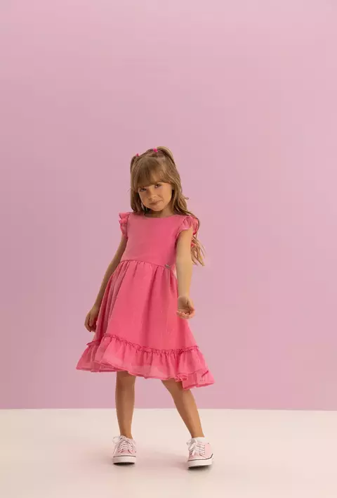 Vestido Liso Com Saia Franzida