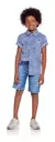 Camisa Jeans com Folhagens