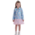 Vestido Manga Longa Estampado Chemisier Com Barra De Tule