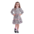 Vestido Manga Longa Estampada Com Gola Em Retilinea