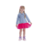 Vestido Manga Longa Jeans Chemisier Com Saia De Tule