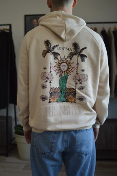 BUZO CANGURO OVERSIZE SINCE 1985 BEIGE - comprar online