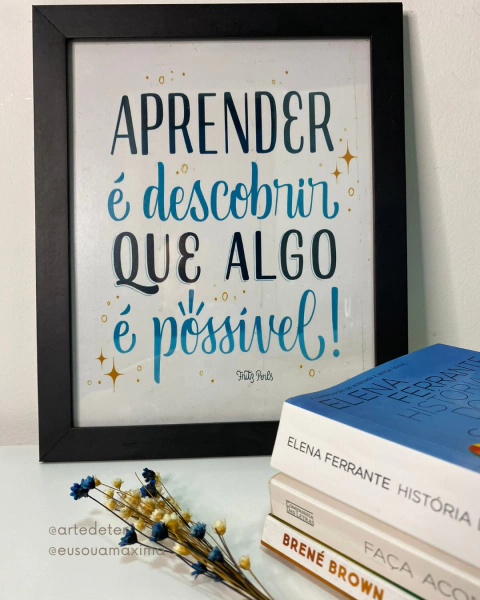 Quadro Decorativo Frase Inspiração 23x28 cm - Aprender é descobrir que algo é possível