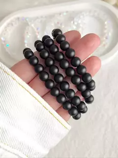 PULSERA PERLA NEGRO (LISO) - AHORA VISTE FINO