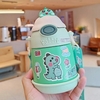 Botella térmica smile acero 304 con sorbete y correa en verde abre con un click 500ml