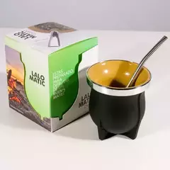 Mate térmico c/ cámara de aire Lalo Matic campo con bombilla negro