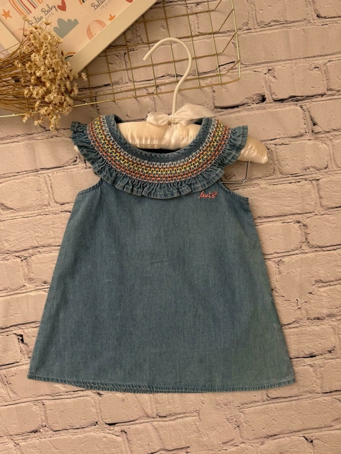 Vestido de gola diferenciada para bebês menina