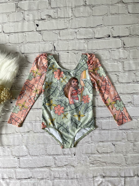 Maiô infantil manga longa Moana Disney