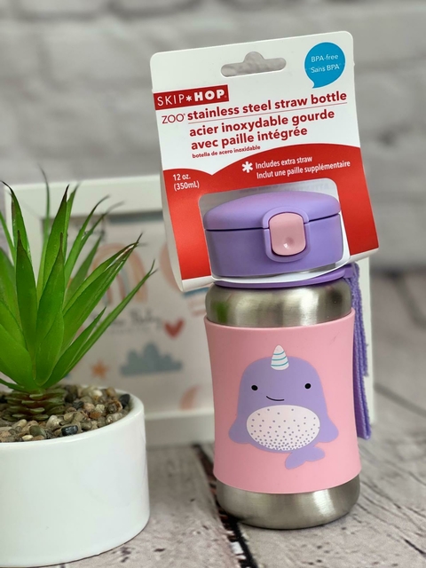 Garrafa Skip Hop Zoo Aço Inoxidável baleia narval