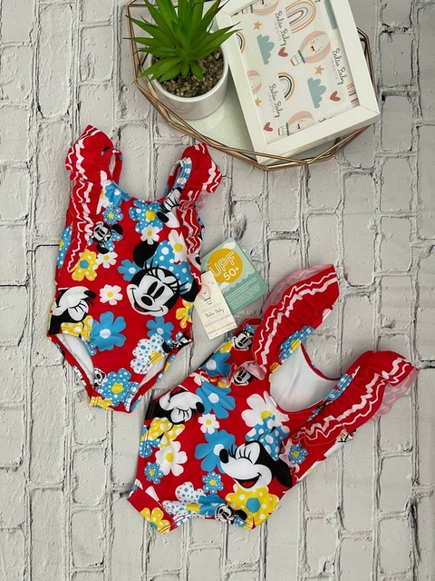 Maiô Infantil Disney Minnie Mouse Floral UV50+