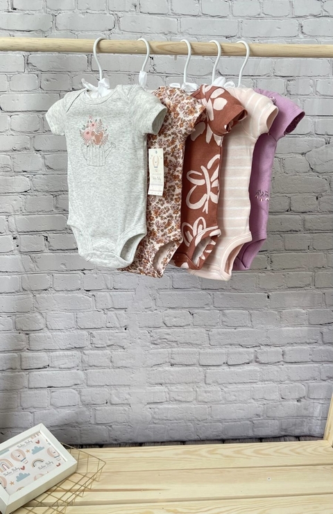 Kit body bebê 5 peças flores Carter's