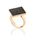 Anel losango banhado a ouro 18k com zircônias e aplicação de rhodium negro - comprar online