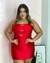 -Vestido Vermelho curtinho colado com detalhes em laços -(Moda plus size)