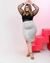 -Conjunto body preto com tule e saia branca gelo com fenda -(Moda plus size)