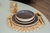 PLATO POSTRE KORBA GRIS OSCURO BRILLANTE CON BEIGE en internet