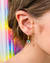 Brinco Argola Flor Colorida - ouro 18k