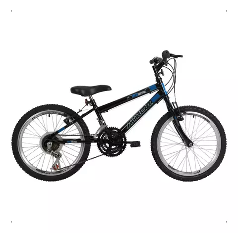 Bicicleta Infantil Mtb Aro 20 Athor Evolution 18 Velocidades Cor Preto/azul