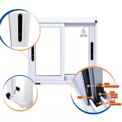 Ventana corrediza (110-120-150-180) 4H 2G vidrio entero 4mm color blanco - Cristalex construcciones vidriadas