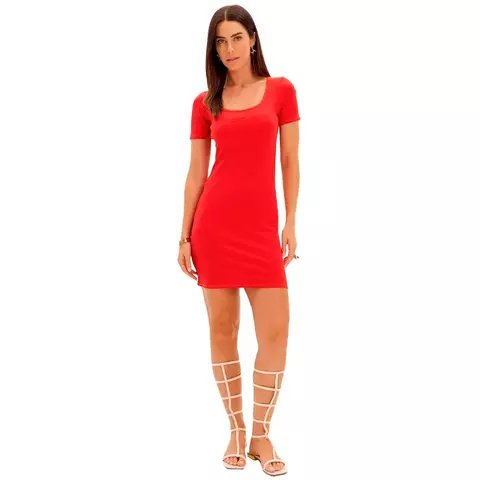 VESTIDO CANELADO LANÇA PERFUME LOGO VERMELHO REF: 502VE010031