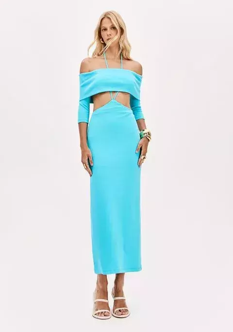 VESTIDO SUPER MIDI COM CUT OUT AZULREF: 502VE012026