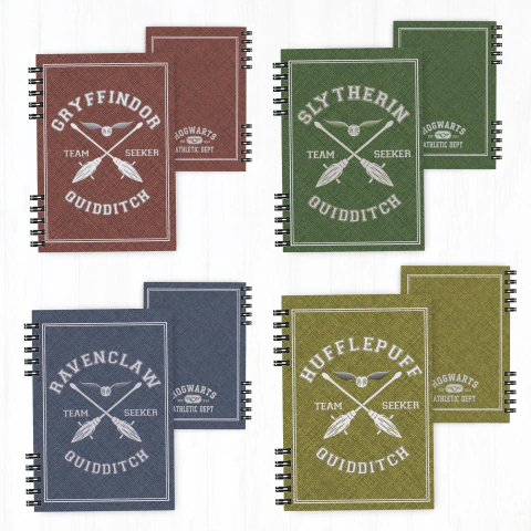 Cuaderno Casas Hogwarts Harry Potter - 21x15 cm Hojas Lisas Gryffindor Slytherin Hufflepuff Ravenclaw - comprar online
