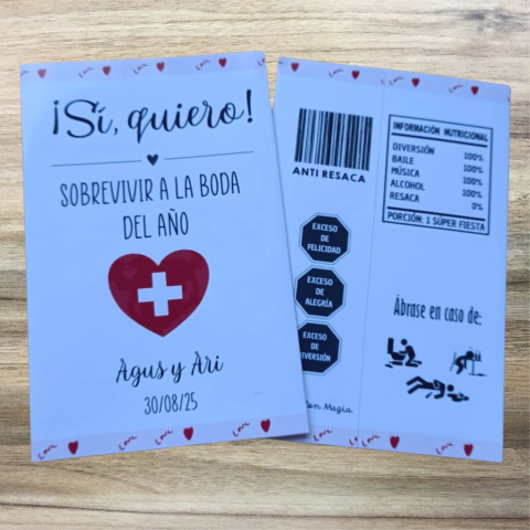 125 Chipbags Kit Anti Resaca Personalizado Para Bodas, Cumpleaños y Fiestas - comprar online