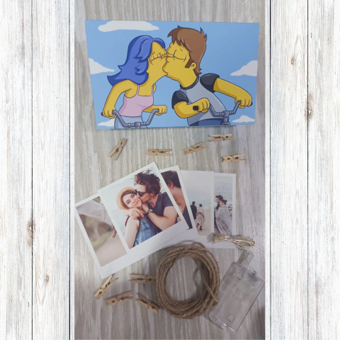 Box 24 Fotos Los Simpson + Hilo Brochesitos y Luces Hermoso Regalo Recuerdos - comprar online