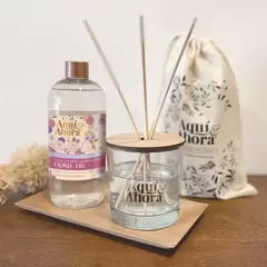 Set Difusor de Vidrio Cristal + Repuesto 500ML + Bolsita de lienzo Aquí&Ahora - tienda online
