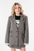 Blazer Manga Camisa Bolso Lapela Cinza