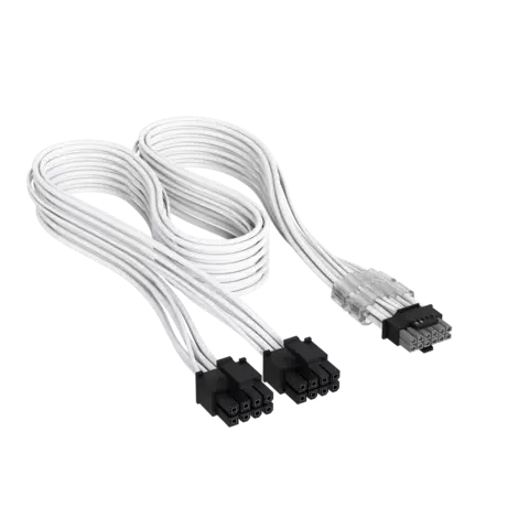Cable Premium con funda 2x 8-Pin PCIe 12V y 2x6 600W Type 4 Blanco
