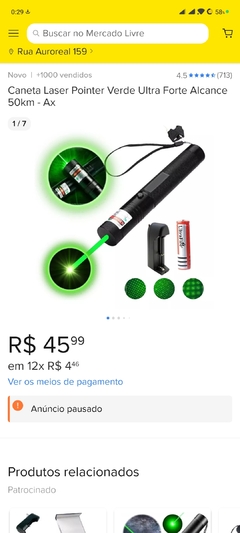 Caneta Laser Pointer Verde Ultra Forte Alcance 50km