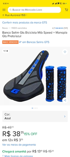 Banco Selim Gts Bicicleta Mtb Speed + Manopla Gts Preto/azul